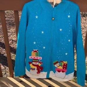 Tiara International snowman cardigan
